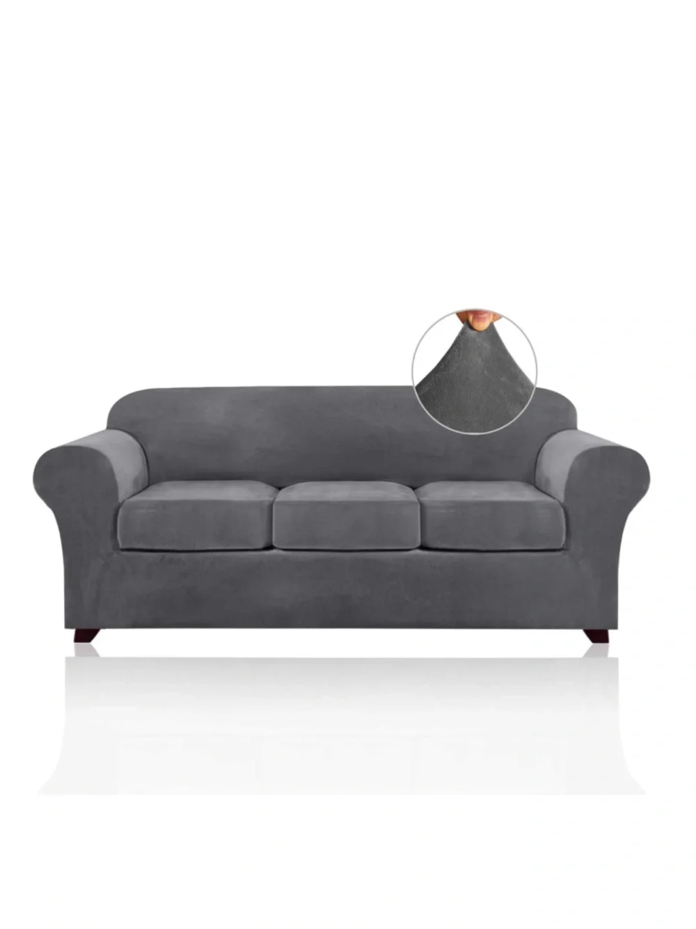 Modern Sofa Slipcover Pet-Friendly 3 Pc. Set SIZE LARGE 72-90” - GRAY VELVET